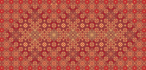 Arabic seamless geometric pattern, Moroccan motif. creative modern  shape, new and unique Islamic design, Arabesque and ornament, minimalist mosaic, red and orange - obrazy, fototapety, plakaty