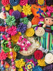 Fototapeta na wymiar wallpaper of colorful mexican crafts 