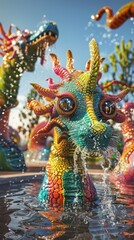 Fantastical Creature Fountains: A Whimsical Children's Playground Experience
