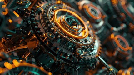 Fototapeta premium Innovative Gadget Merging with Cogwheel: A Modern Take on Traditional Mechanics