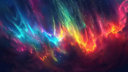 Vibrant Flame-like Aurora Dancing Across the Night Sky - obrazy, fototapety, plakaty