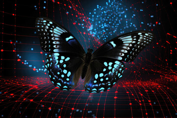 An encryption method based on the unpredictable flight patterns of butterflies, turning data into swirling patterns that only the intended recipient can navigate. - obrazy, fototapety, plakaty