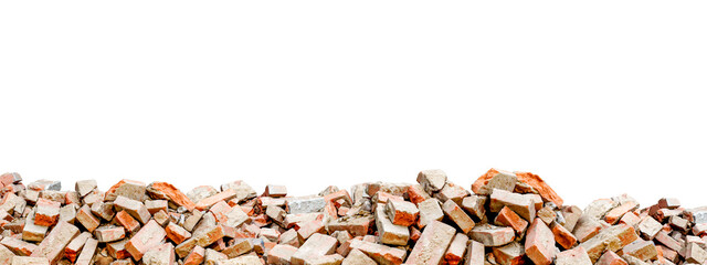 Isolated front view pile of bricks on white	

