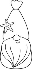 Summer gnome outline vector. Beach gnome outline.     