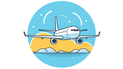 Airplane line icon. Circle wing transport. Travel c