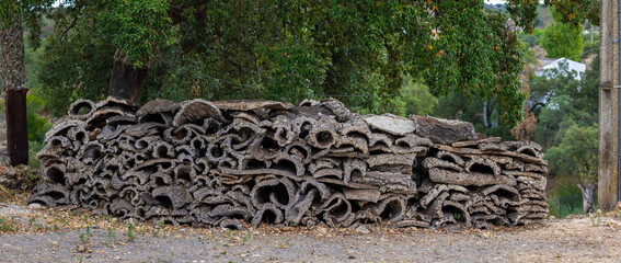 Pile of cork bark harvested