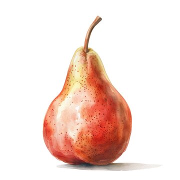 A sumptuous watercolor illustration of a ripe pear