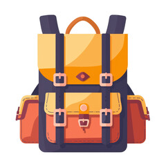 Yellow and Orange Backpack With Straps isolated on a transparent background, clipart, graphic resource
