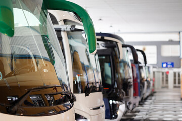 Row of parked passengers buses © Mauro Rodrigues