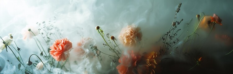 flowers in the cloud of smoke decorative