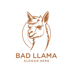 Obraz premium LLama head, animal and wild life logo vector illustration