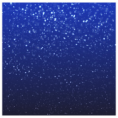 Vector image of the falling snow ( snowfall), snowflakes  on the background of the dark blue winter sky. Vector illustration of a blizzard.