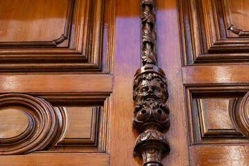 Beautiful ornate decoration of wooden door