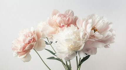 A beautiful display of peonies in soft pastel tone