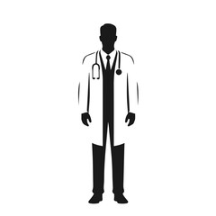 Doctor 🧑‍⚕️. Flat vector style character, Healthcare illustration. Black and white silhouette vector isolated on white background 
