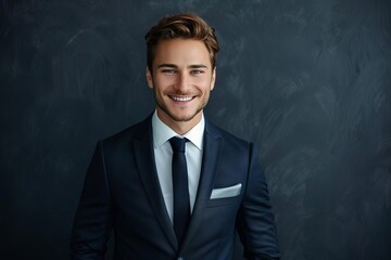 confident businessman in elegant suit smiling at camera aigenerated - obrazy, fototapety, plakaty