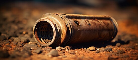 Rusty can in dirt