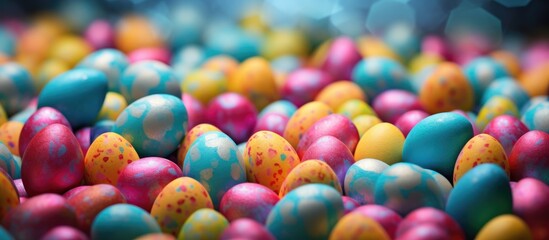 Naklejka premium Pile of multicolored Easter eggs