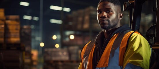 Fototapeta premium Worker wearing safety vest in warehouse