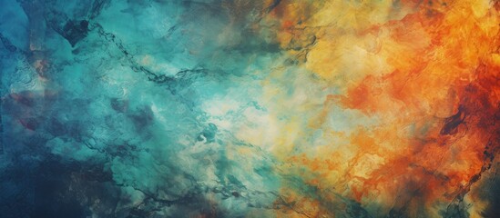 Abstract sky painting with vibrant orange and blue hues