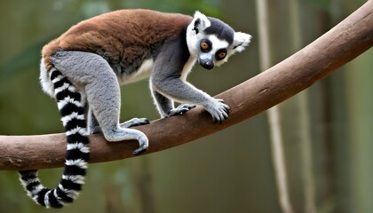 A-Lemur-With-Its-Tail-Hanging-Down-Using-It-To-He-