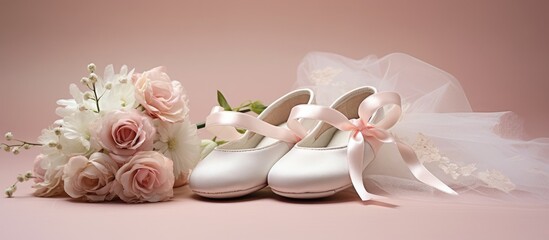 Baby Shoes and Floral Arrangement