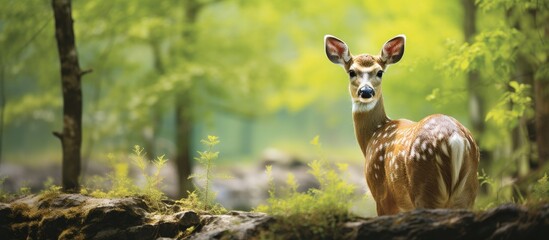 Fototapeta premium Female white-tailed deer in woodland