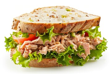 Tuna sandwich on white background