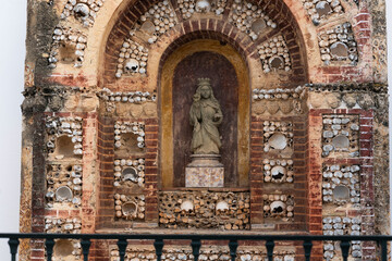 Shrine altar made from human bones and skulls