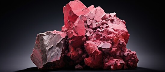 Rock surface displaying vivid pink mineral coating - 782241589