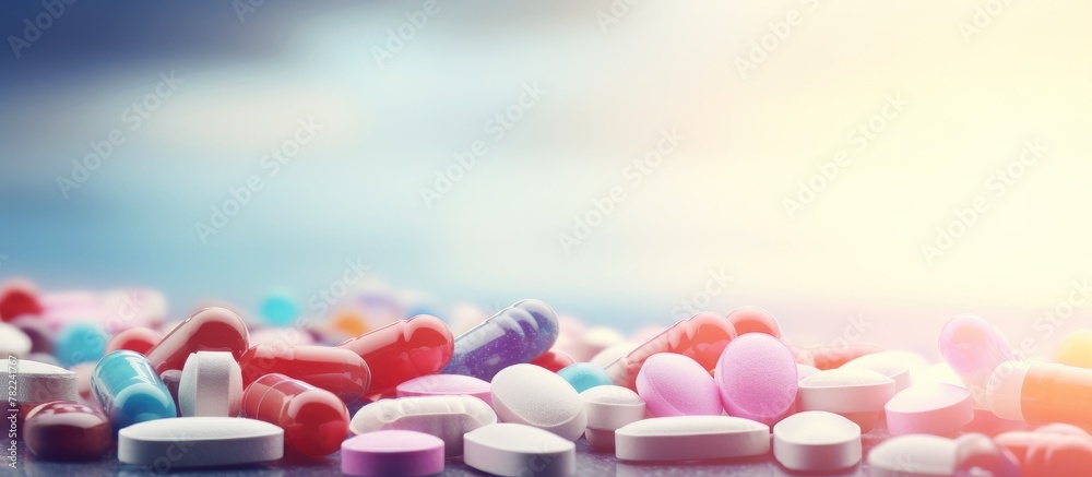 Poster assorted pills on a surface
