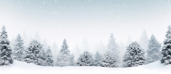 Snowy forest with falling snow