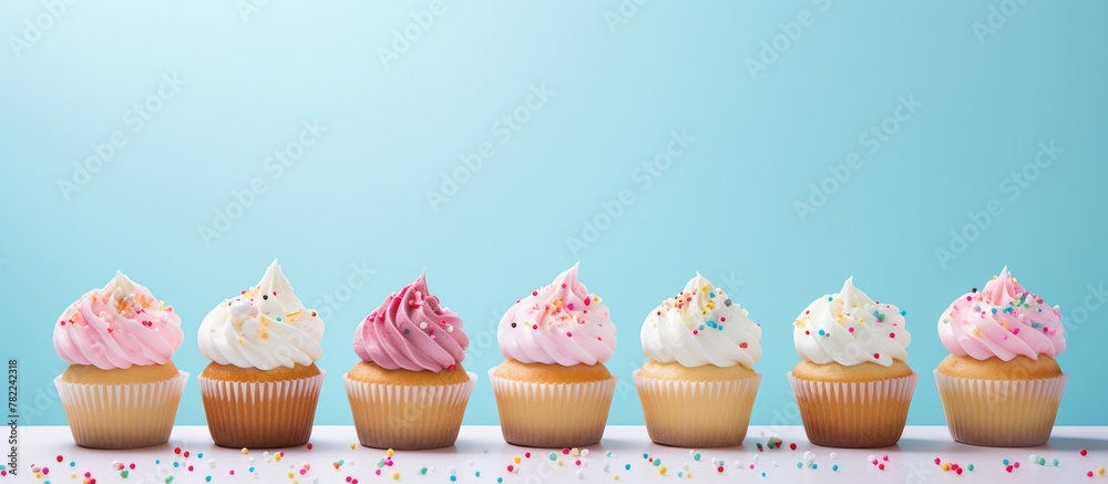 Poster Row of cupcakes with assorted frosting