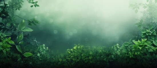 Fototapeta na wymiar Green plant in misty backdrop