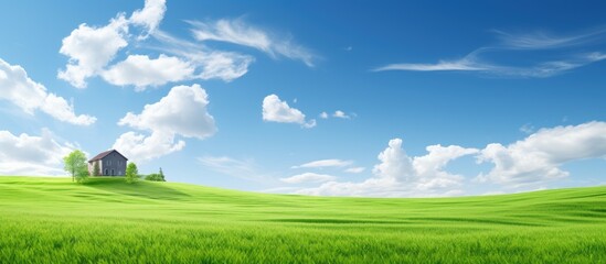 Solitary house amid vast lush field