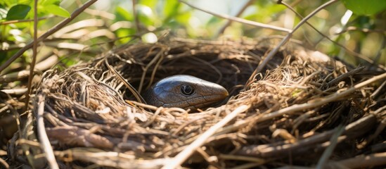 Small reptile resting in a ground nest - Powered by Adobe
