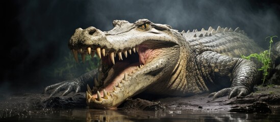 Obraz premium Crocodile with Teeth in Water
