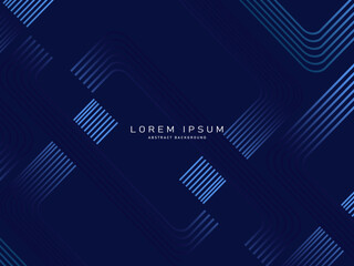 Abstract gradient blue glowing geometric lines on dark background. Modern shiny blue lines pattern. Futuristic technology concept, suitable for covers, posters, banners, brochures, websites, etc.