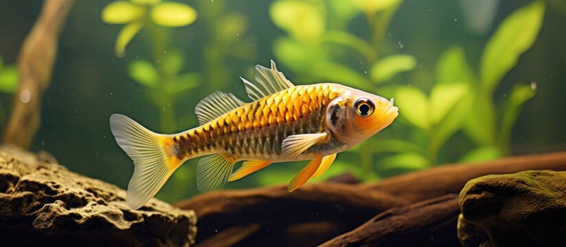 Fish swims in tank
