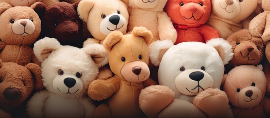 Many various teddy bears gathered in a heap
