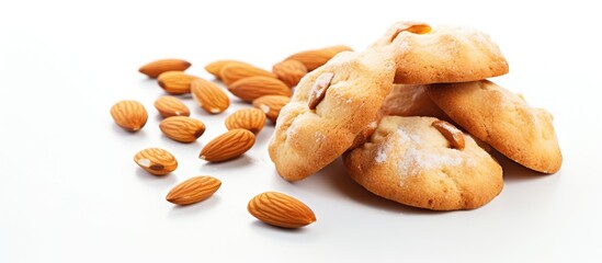 Almond cookies on white backdrop