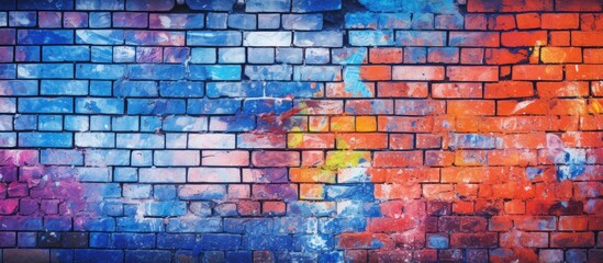 Colorful paint adorns brick wall