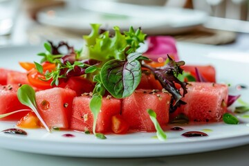 Watermelon salad on a plate