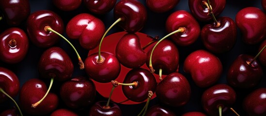 Close-up of cherries in red circle