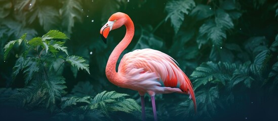 Fototapeta premium Flamingo Amid Greenery