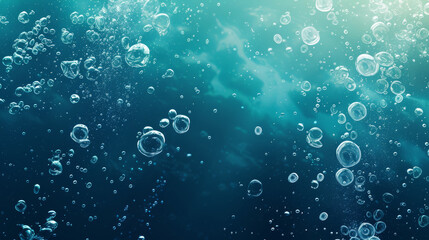 Underwater scene with air bubbles rising to the surface