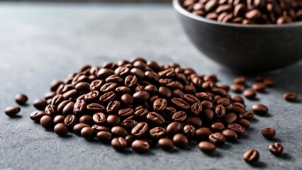 Naklejka premium Freshly roasted coffee beans ready to brew