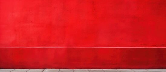 Red wall white tile brick floor - obrazy, fototapety, plakaty