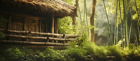 Small cabin hidden in lush woods
