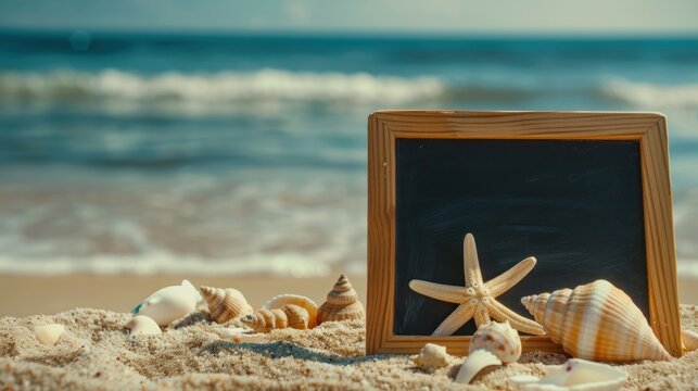 Rustic Blackboard with Wooden Frame Against Patai Background
